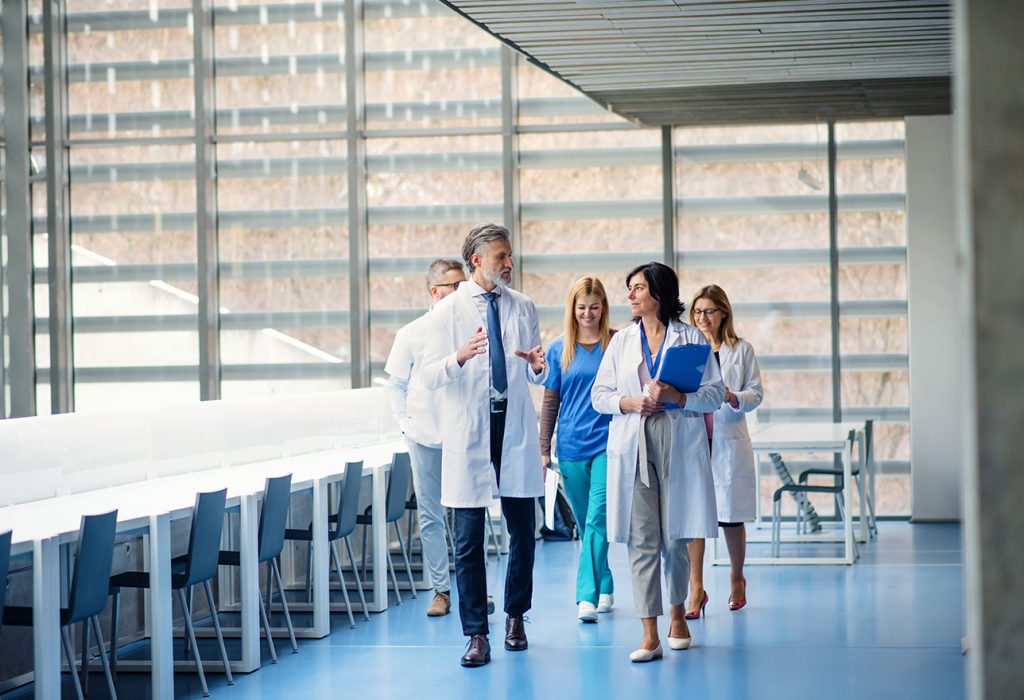 Doctors walking in a hospital