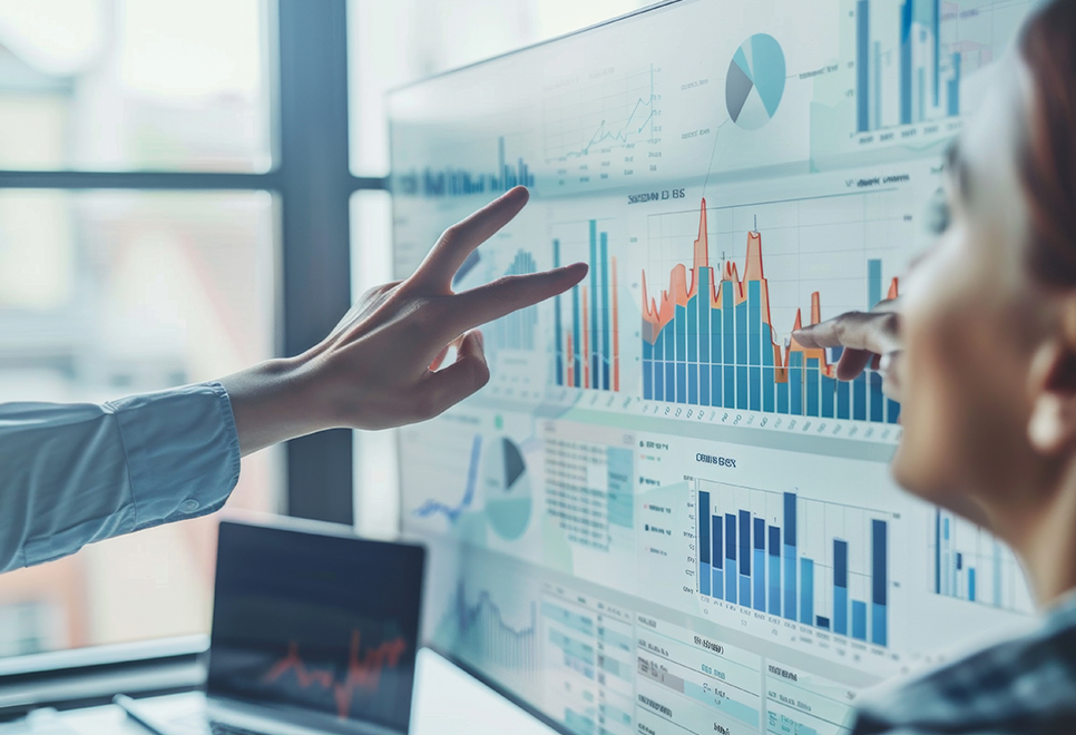 Doctors protecting hospital viability by analyzing analytics and KPIs