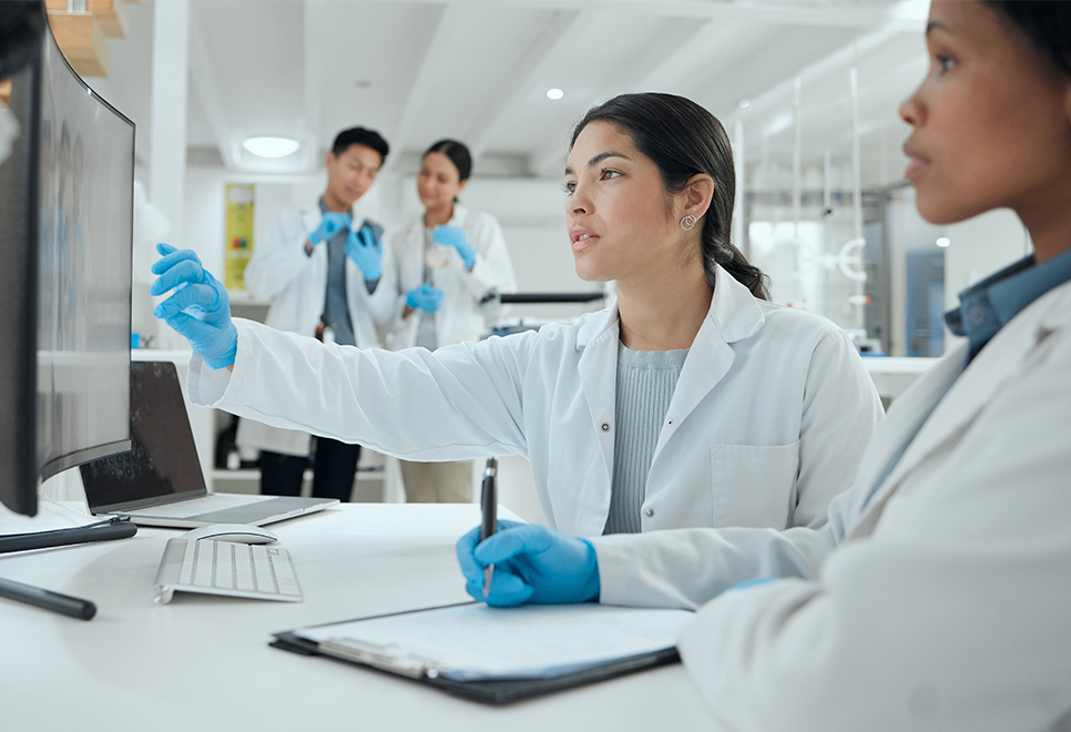 Doctors working on Case Management in hospital lab