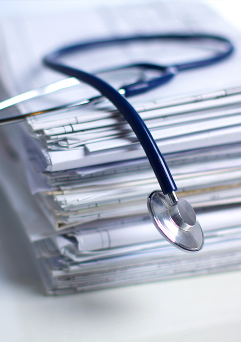Clincial-Documentation Stethoscope on medical records and documentation