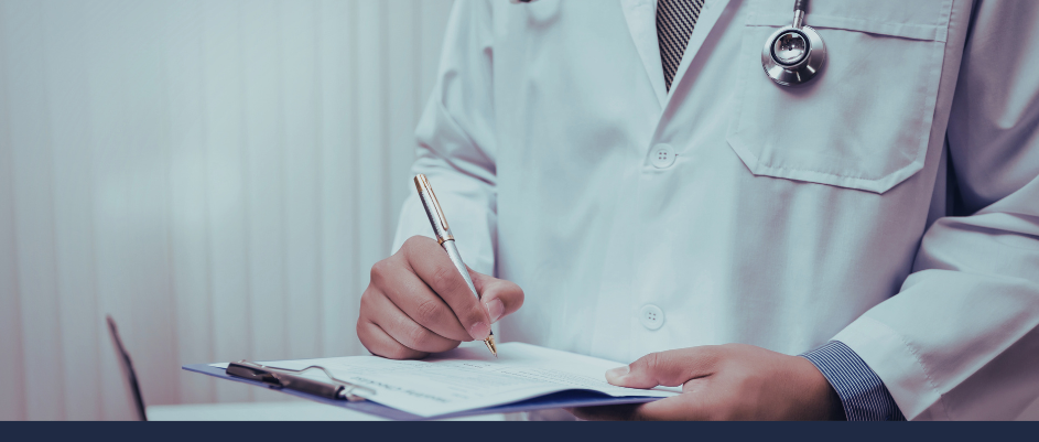 physician writing medical notes